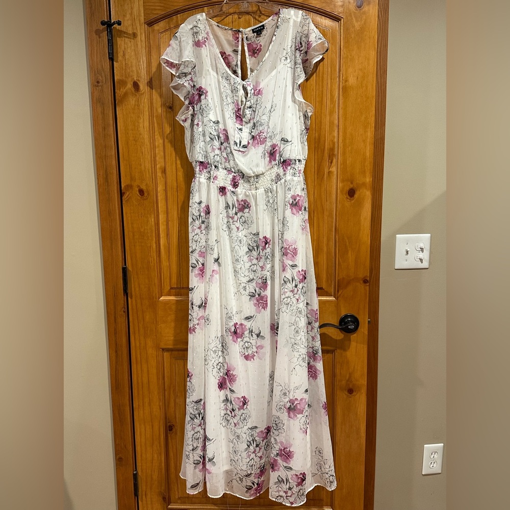 Torrid Floral White and Purple Dress